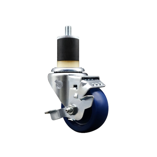 3'' Solid Poly Swivel 1-7/8'' Expanding Stem Caster with Brake
